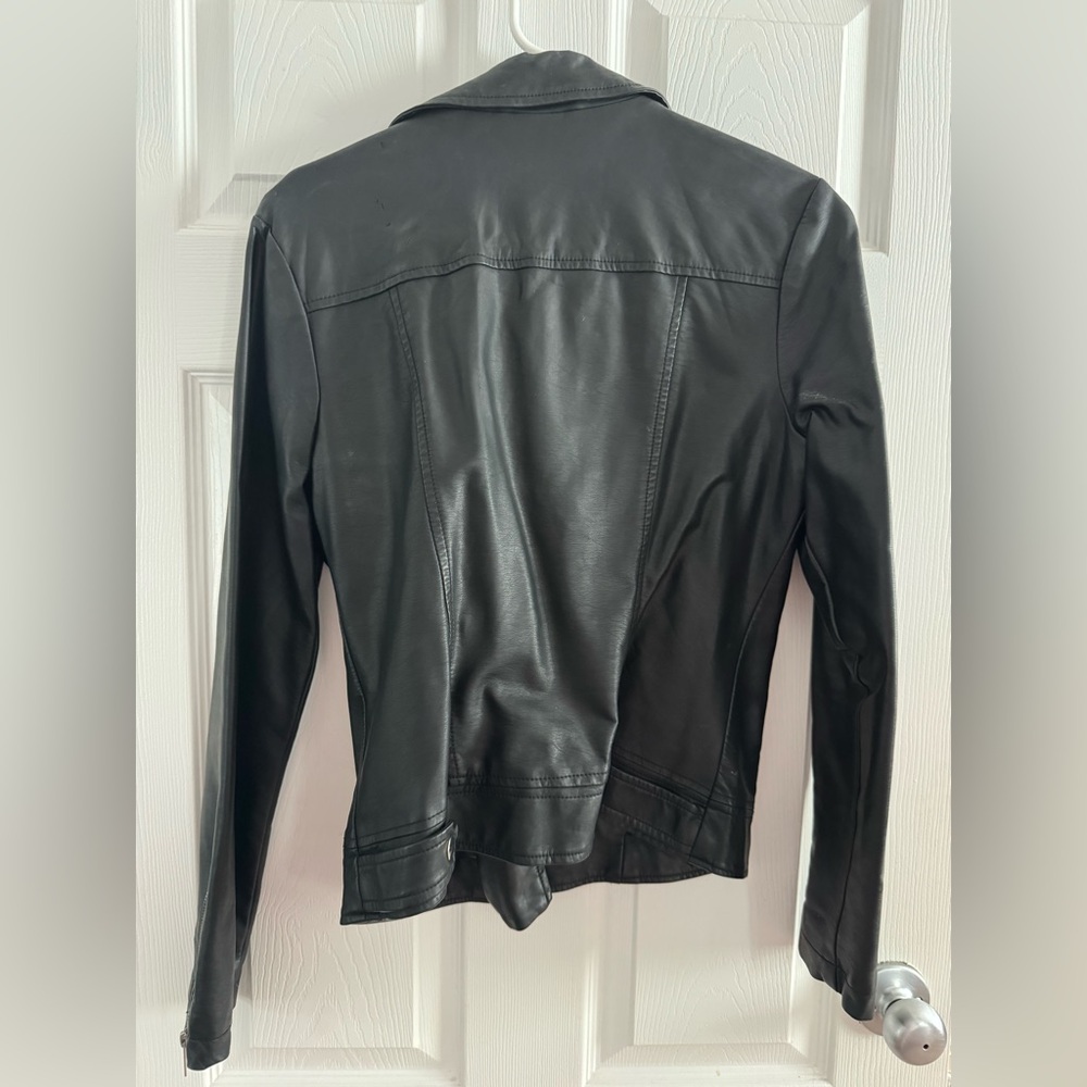 JustFab Black Leather Biker Jacket - Picture 3 of 3